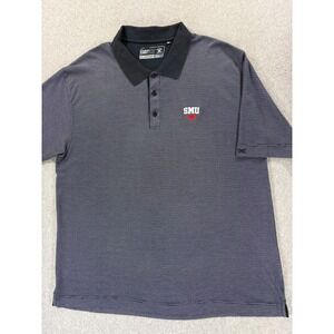 SMU Mustangs Stitched Logo Short Sleeve Campus Polo Shirt (Men's XL) Blue